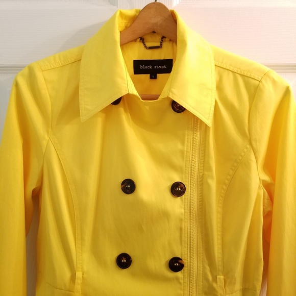 🌟SALE🌟Black Rivet Rain Jacket L No Belt Zip Up - Picture 2 of 8